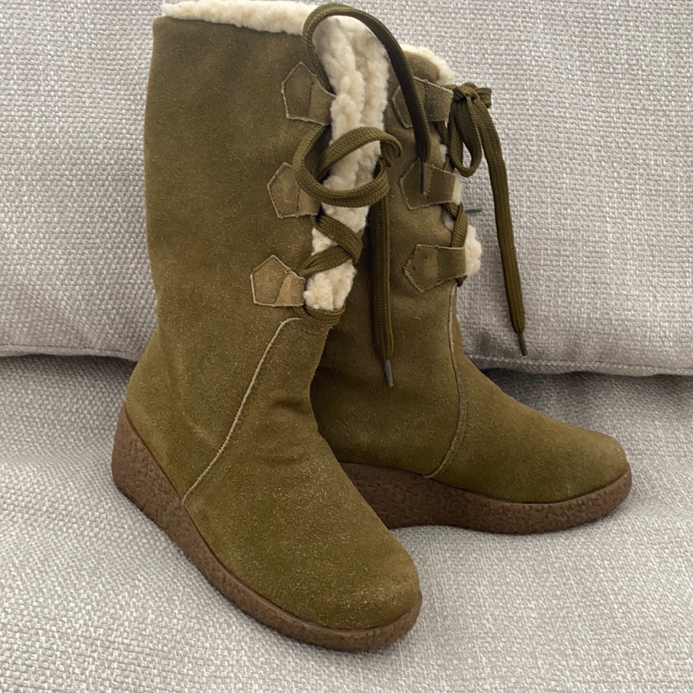 Kors by Michael Kors olive shearling kids boots